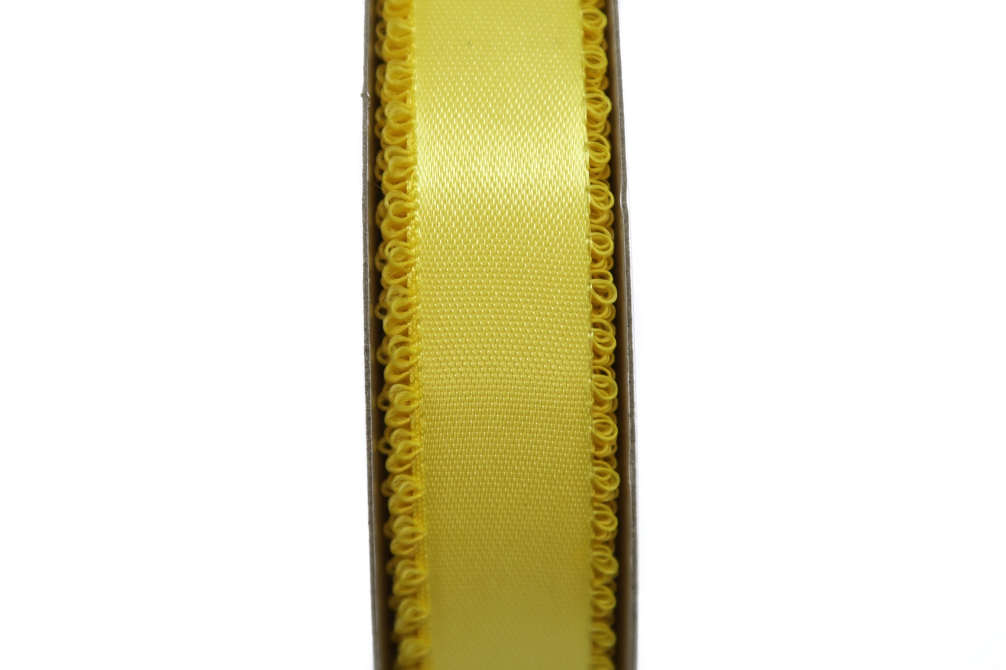 Vintage Picot Edged Velvet Ribbon, Maize Yellow, 1 1/2 inches wide •  Promenade Fine Fabrics